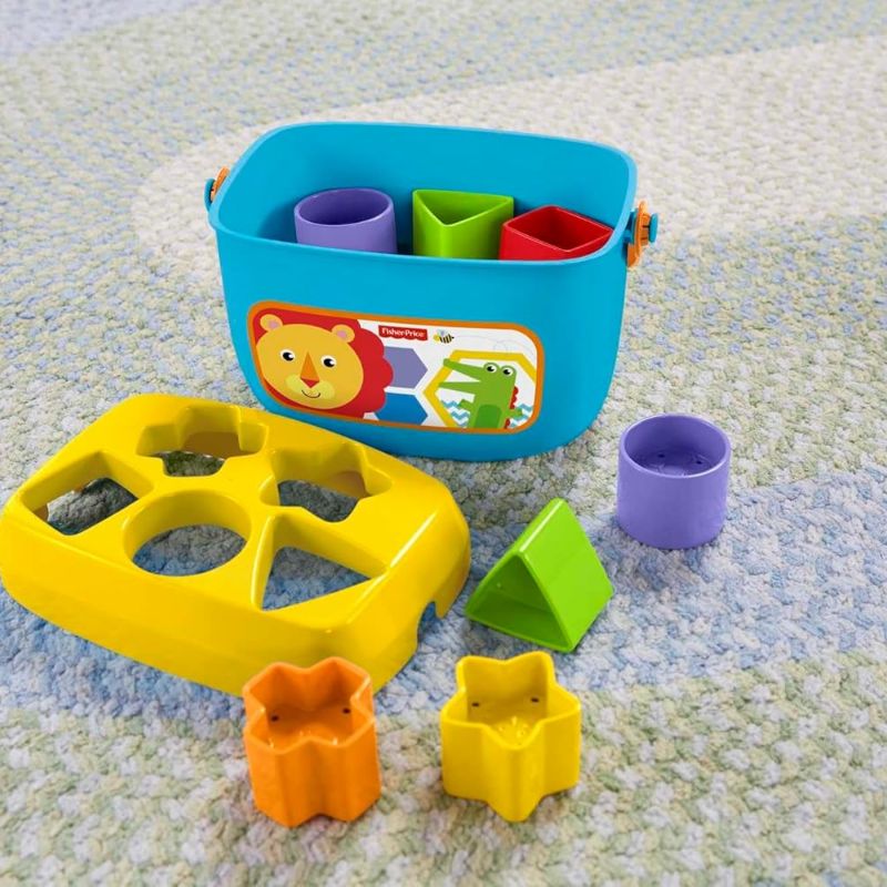 Baby Shape Sorting Toy 10 Colorful Blocks with Bucket, 6+ Months
