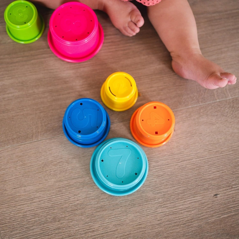 Stack & Count Baby Stacking Cups Colourful Nesting Bath Toys, 8 Pieces, BPA Free
