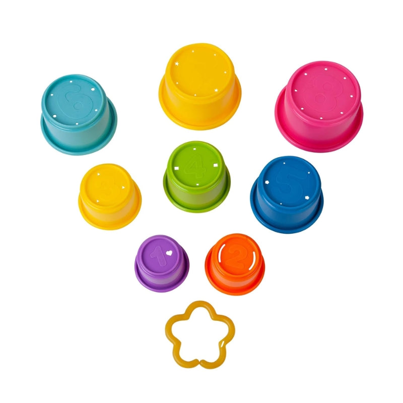 Stack & Count Baby Stacking Cups Colourful Nesting Bath Toys, 8 Pieces, BPA Free