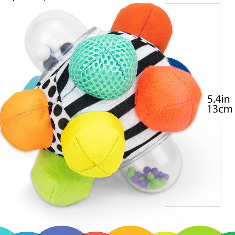 Baby Sensory Bumpy Ball Toy Multi-Texture Rattle for Motor Skills, Ages 6+ Months
