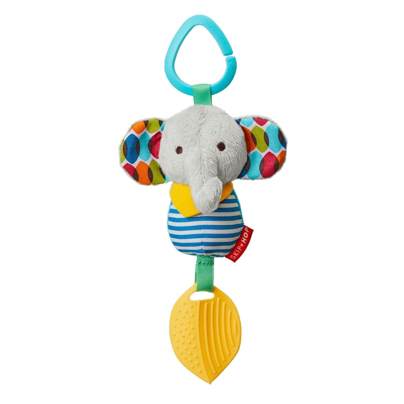 Baby Elephant Stroller Toy with Teether & Chime Multi-Texture Sensory Activity