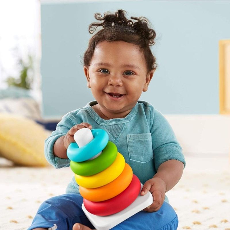 Baby Stacking Toy Colorful Rings with Rocker Base, 6+ Months